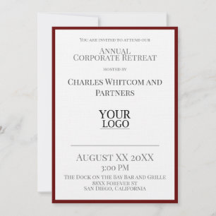 Dark Red Business or Corporate Event with Logo Invitation