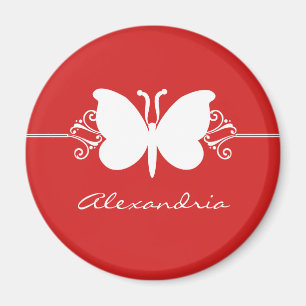 Dark Red Butterfly Swirls Magnet