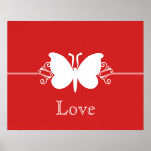 Dark Red Butterfly Swirls Virtue Poster