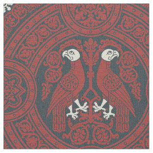 Dark Red Byzantine Birds Fabric