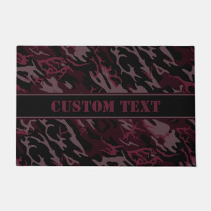 Dark Red Camo Doormat with Custom Lettering