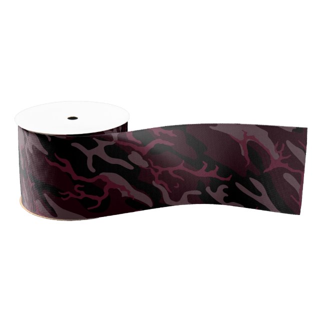 Dark Red Camo Grosgrain Ribbon (Spool)