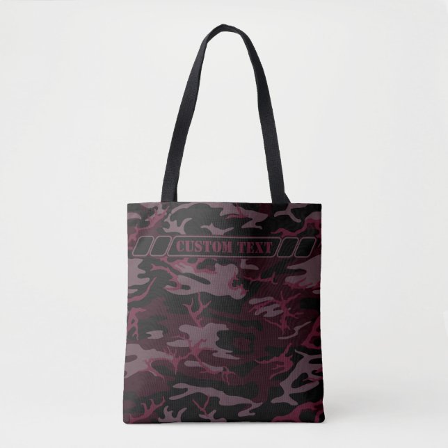 Dark Red Camo Tote w/ Custom Text Bag (Front)