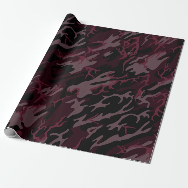 Dark Red Camo Wrapping Paper (Unrolled)