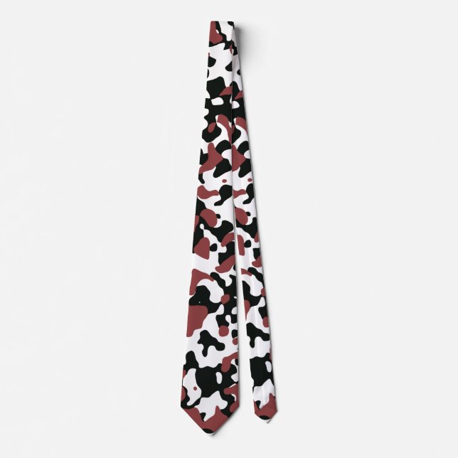 Dark Red Camouflage in Black and White Tie (Front)