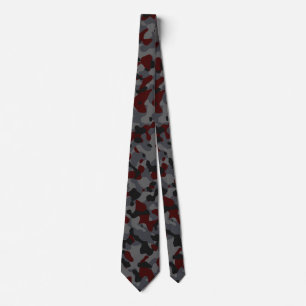 Dark Red Camouflage in Grey and Black Tie