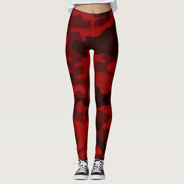 Dark Red Camouflage Leggings (Front)