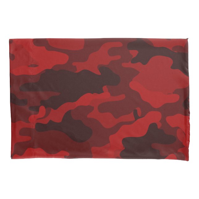 Dark Red Camouflage Pillowcase Set (Front-Left)