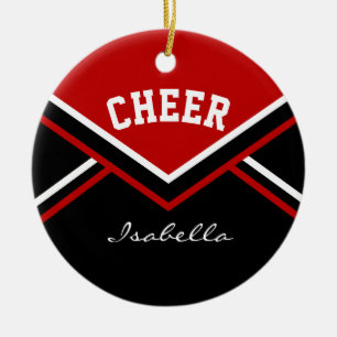 Dark Red Cheer for Cheerleaders Ceramic Tree Decoration