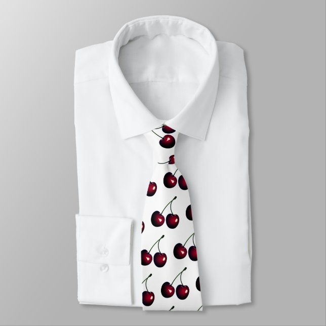 Dark Red Cherry Neck Tie - Custom Colours (Tied)