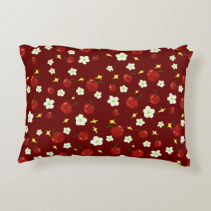Dark Red Cherry Pattern Decorative Cushion