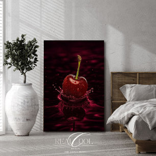 Dark Red Cherry Splash in Water Art Print