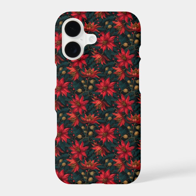 Dark Red Christmas Floral Pattern (Back)
