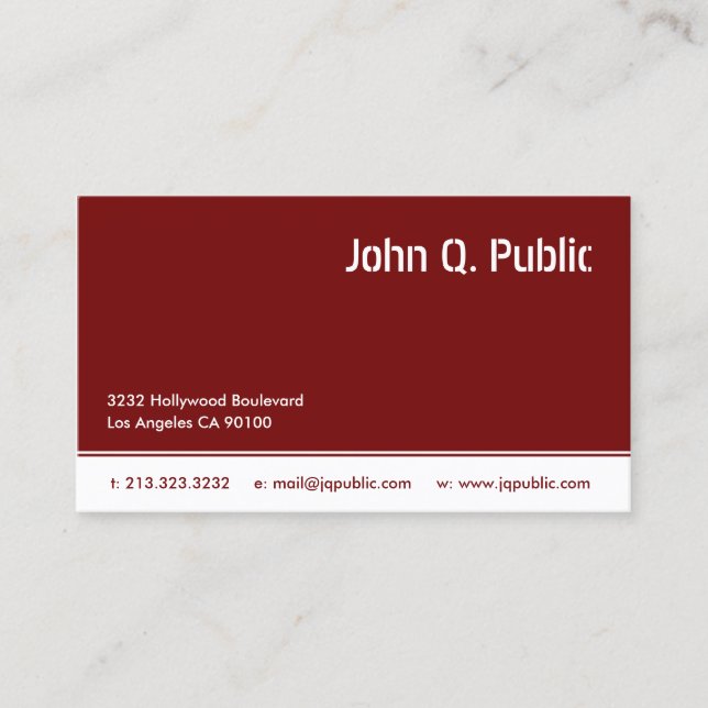 Dark Red Colour Business Card (Front)