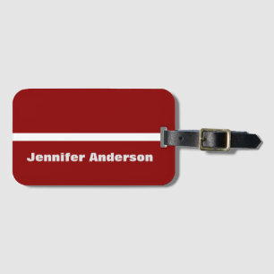 Dark Red Colour Personalised Name Luggage Tag