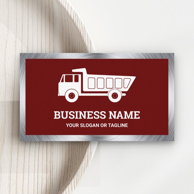 Dark Red Construction Hauling Dump Truck Business Card (Creator Uploaded)