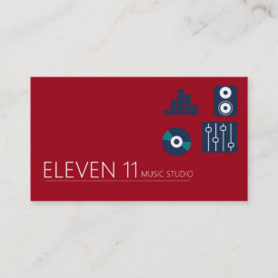 Dark Red Cool Music Studio Business Card