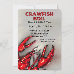 Dark Red Crawfish Boil Party Invitation