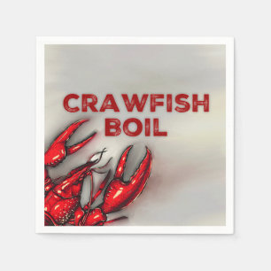 Dark Red Crawfish Boil Party Napkin
