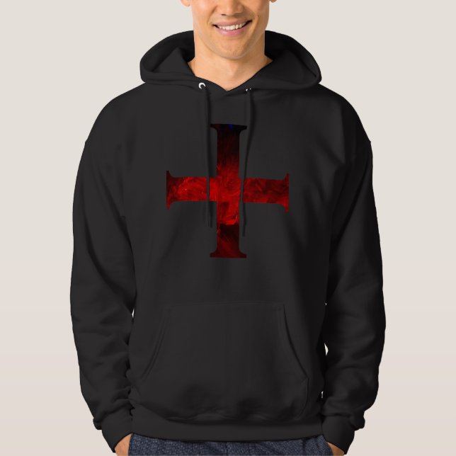 Dark Red Cross Pattee Hoodie (Front)