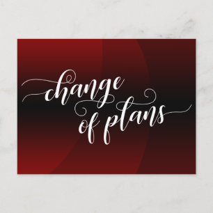 Dark Red Curve Change of Plans Postponed Wedding Postcard