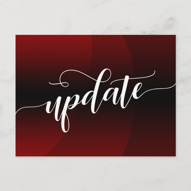 Dark Red Curve Postponed Wedding Update Notice Postcard (Front)