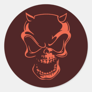 Dark Red Demon Skull Classic Round Sticker