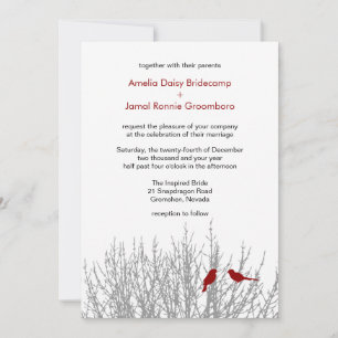 Dark Red Designer Winter Weddings Customisable Inv Invitation