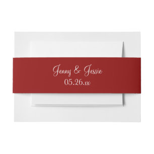 Dark Red Dotted Colour Invitation Belly Band