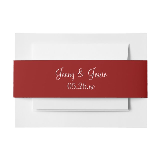 Dark Red Dotted Colour Invitation Belly Band (Front Example)