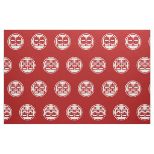 Dark Red Double Happiness - Round Fabric