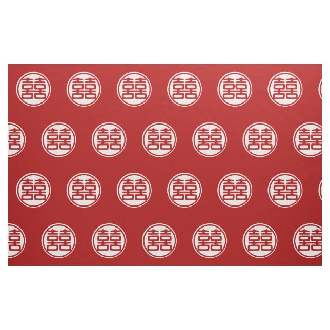 Dark Red Double Happiness - Round Fabric (Fat Quarter)
