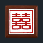 Dark Red Double Happiness - Square Gift Box<br><div class="desc">The Double Happiness symbol is a Chinese pictogram that represents a happy couple holding hands. You'll see this everywhere at a Chinese wedding,  but maybe you'd like to celebrate a new baby or just show your love!</div>