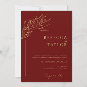 Dark Red Elegant Minimal Wedding invitation
