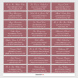 Dark Red Elegant Script 24 Wedding Guest Address<br><div class="desc">24 wedding guest address labels for sending out your invitations with white elegant text against dark red. Add the names in a beautiful,  classic script and the address in an elegant timeless font.</div>