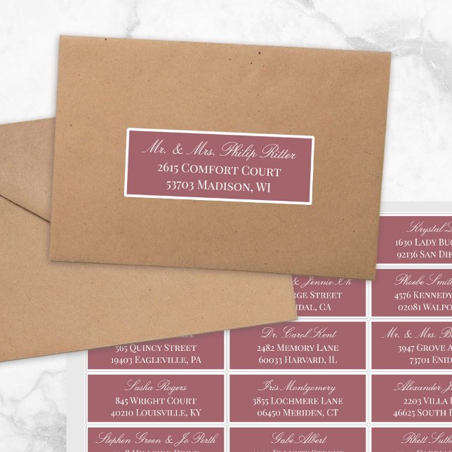 Dark Red Elegant Script 24 Wedding Guest Address (Creator Uploaded)