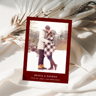 Dark Red Elegant Text and Photo   Wedding Save The Date