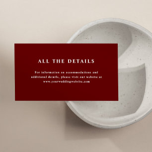 Dark Red Elegant Text   Wedding Details Enclosure Card