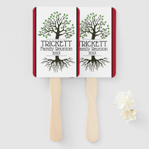 Dark Red Family Tree Family Reunion Hand Fan
