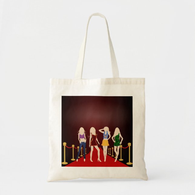 Dark Red Fashion Girls on the Red Carpet Tote Bags (Front)