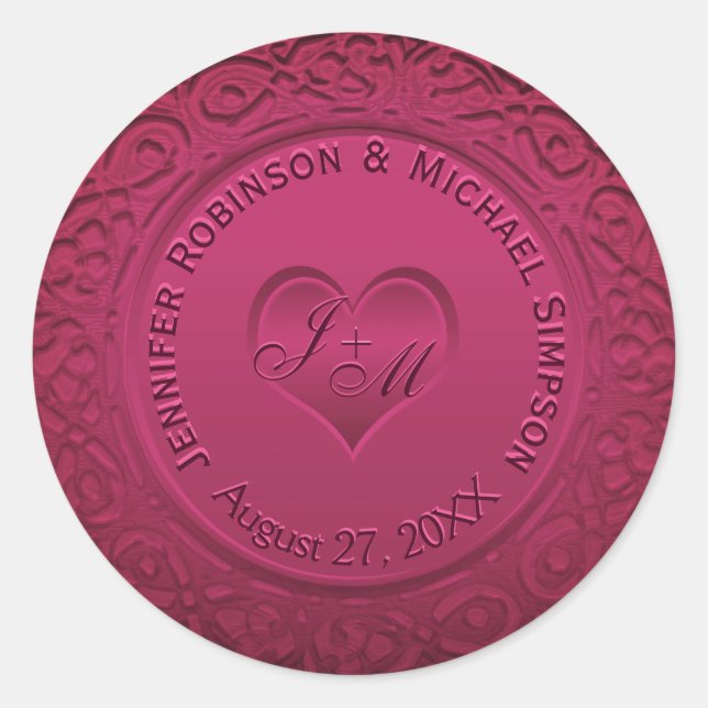 Dark Red Faux Foil Round Sticker (Front)