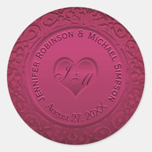 Dark Red Faux Foil Round Sticker