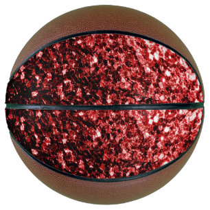 Dark red faux glitter sparkles bling basketball