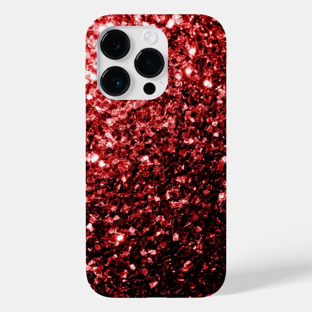 Dark Red faux Glitter sparkles Glamour Case-Mate iPhone Case (Back)