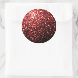 Dark Red faux Glitter sparkles Glamour Classic Round Sticker