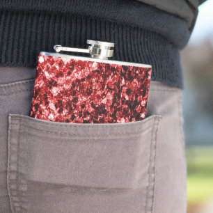 Dark Red faux Glitter sparkles Glamour Hip Flask