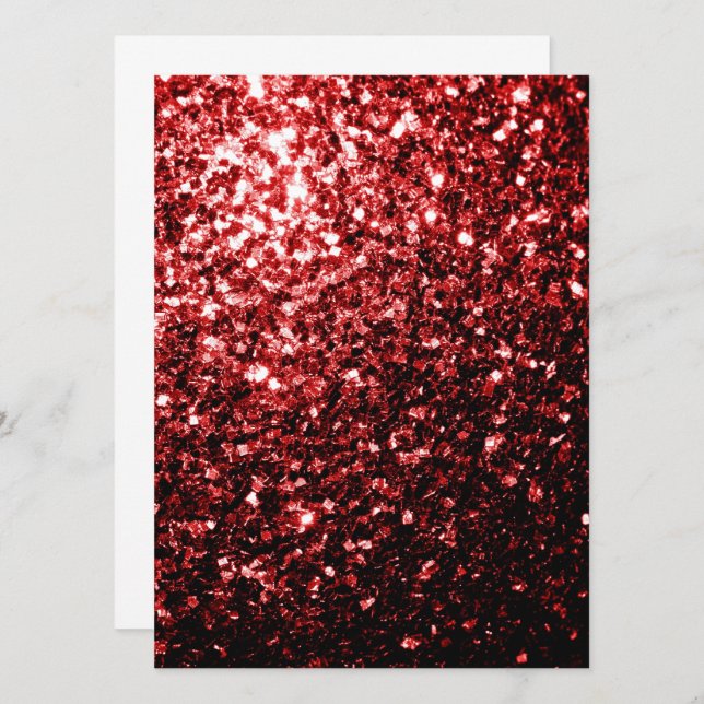 Dark Red faux Glitter sparkles Glamour Invitation (Front/Back)