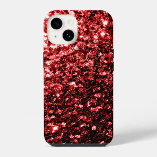Dark Red faux Glitter sparkles Glamour iPhone 14 Case