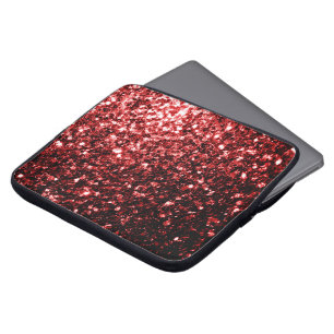 Dark Red faux Glitter sparkles Glamour Laptop Sleeve