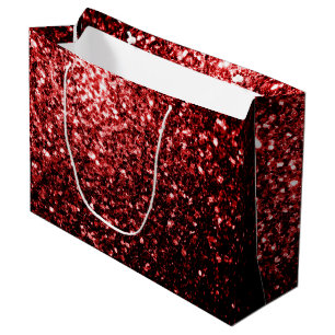 Dark Red faux Glitter sparkles Glamour Large Gift Bag